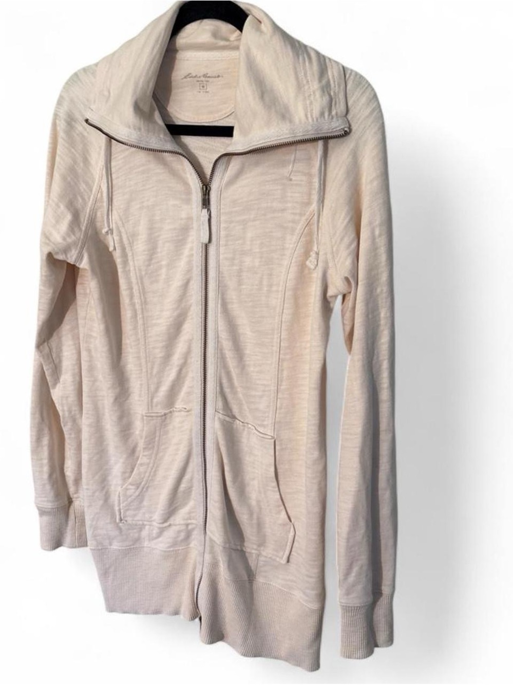 Eddie Bauer Off-White Full-Zip Long Sweatshirt Jacket M Like New!